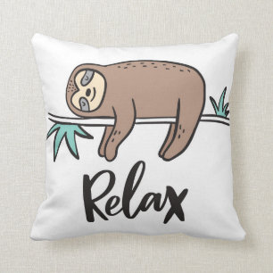Sloth Says Relax Throw Pillow