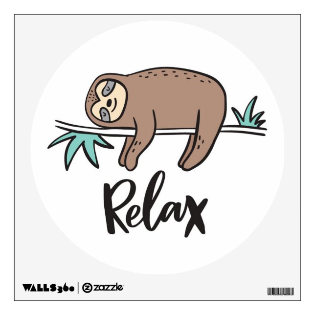 Sloth Says Relax Wall Decal (Front)