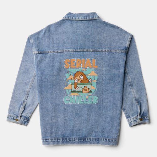 Sloth Serial Chiller Chill Your Life And Relax 1  Denim Jacket