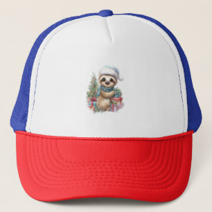 Sloth Shirt Safari Christmas Santa Trucker Hat
