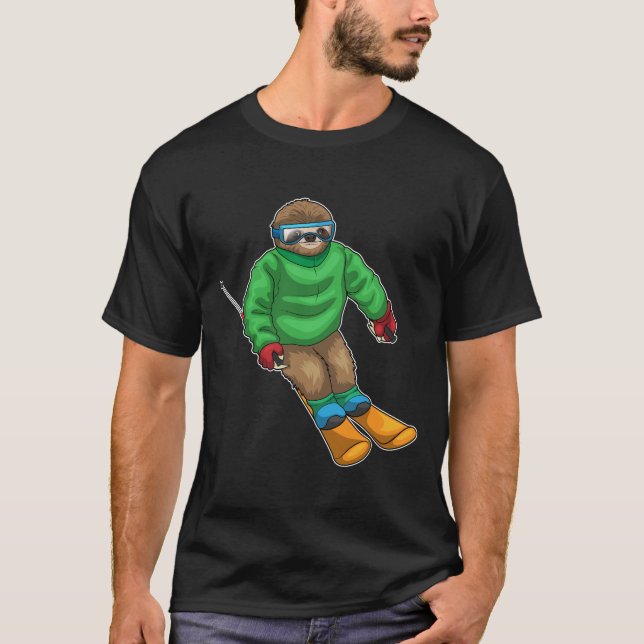 Sloth Skier Ski T-Shirt (Front)