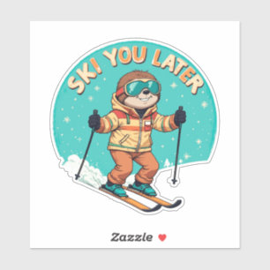 Sloth Skiing - Funny Winter Sloth Ski You Later Sticker