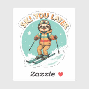 Sloth Skiing - Funny Winter Sloth Ski You Later Sticker