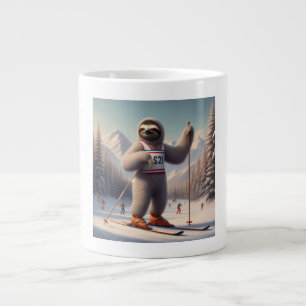 Sloth Skiing Giant Coffee Mug