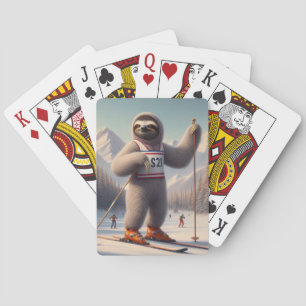Sloth Skiing Poker Cards