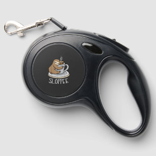 Sloth Sleep at Cup of Coffee Funny Sloth Sloffee T Retractable Pet Leash