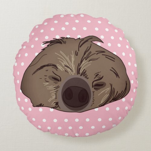 Sloth Sleep Cute Round Pillow