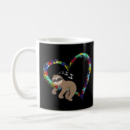Sloth Sleep On Heart Puzzle Sloth  Autism Awarenes Coffee Mug