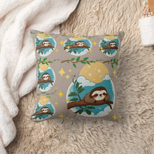 Sloth Sleeping Baby Blanket Throw Pillow