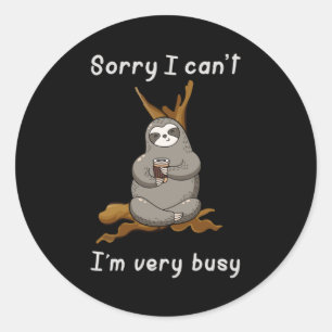 Sloth Sleeping Lazy Sloths Animal Funny Gift Idea Classic Round Sticker