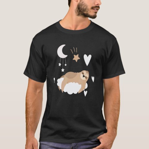 Sloth Sleeping On Clouds Cute Sloths Animal T-Shirt