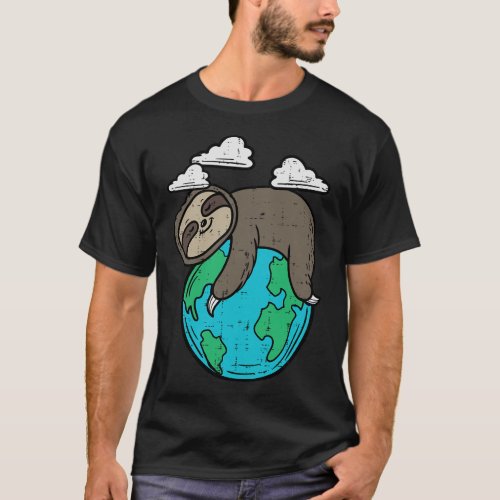 Sloth Sleeping On Earth Day Climate Change Men Wom T_Shirt