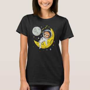 Sloth Sleeping on The Moon  Cute Astronaut Sloth T-Shirt