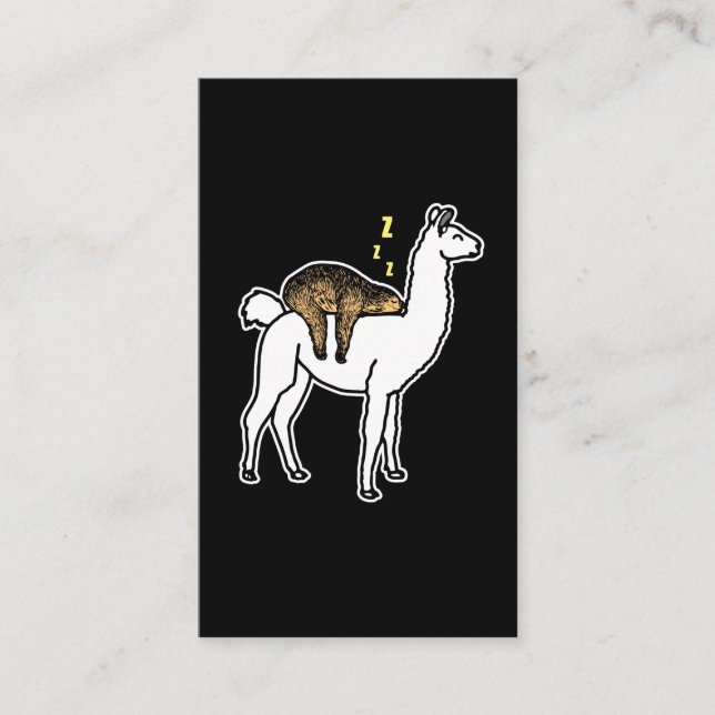 Sloth sleeps on alpaca Lama Business Card (Front)