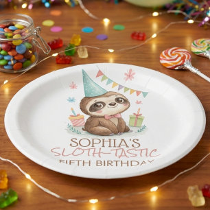 Sloth sloth-tastic kids birthday paper plates