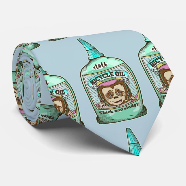 Sloth Slow bicycle oil Neck Tie (Rolled)