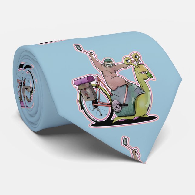 Sloth slow cycle tour neck tie (Rolled)