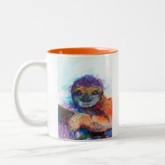 Sloth smile - watercolor Two-Tone coffee mug