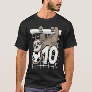 Sloth Soccer 10th Birthday Goal Keeper 10 Year Old T-Shirt