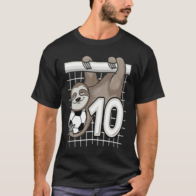 Sloth Soccer 10th Birthday Goal Keeper 10 Year Old T-Shirt (Front)