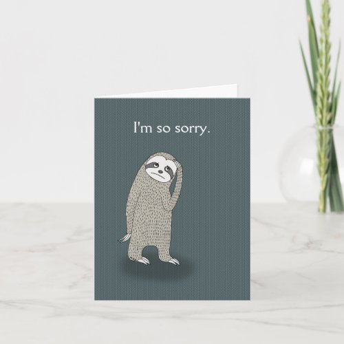 Sloth Sorry Cute Sad Sloth scratching head sorry  Card