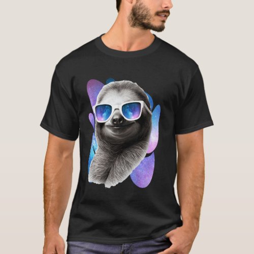 Sloth Space Glasses Galaxy Sunglasses Sloth Meme T-Shirt