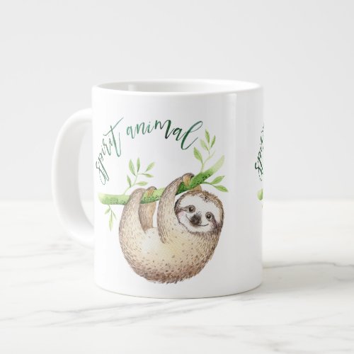 Sloth Spirit Animal Watercolor Giant Coffee Mug