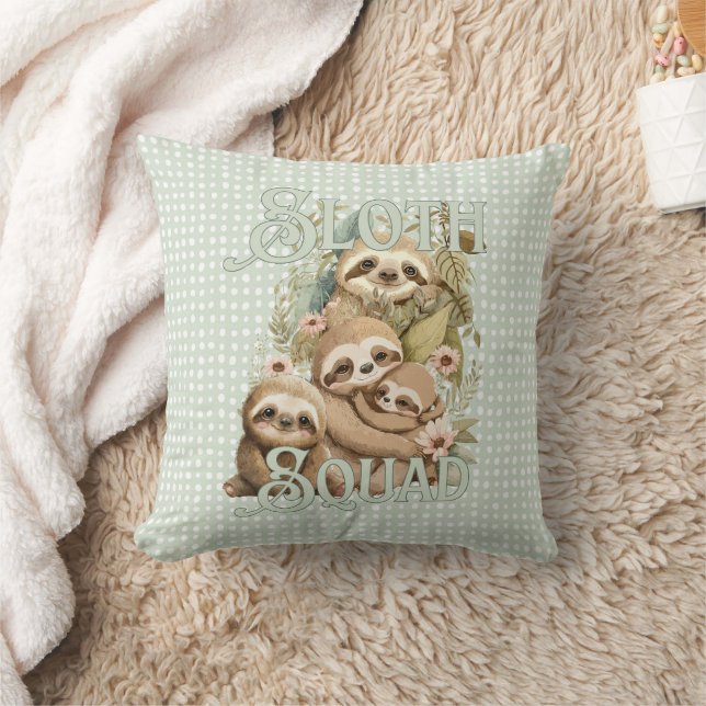 Sloth squad, adorable sloth throw pillow (Blanket)