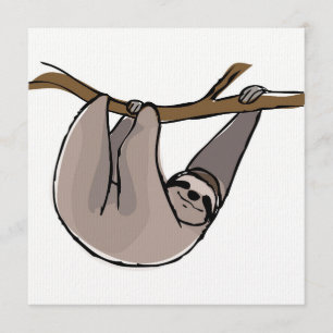 Sloth Square Greetings Card, Blank Card