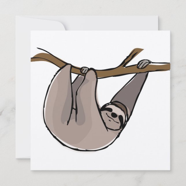 Sloth Square Greetings Card, Blank Card (Front)