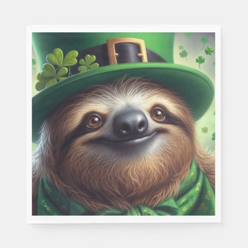 Sloth St Paddys Day Napkins