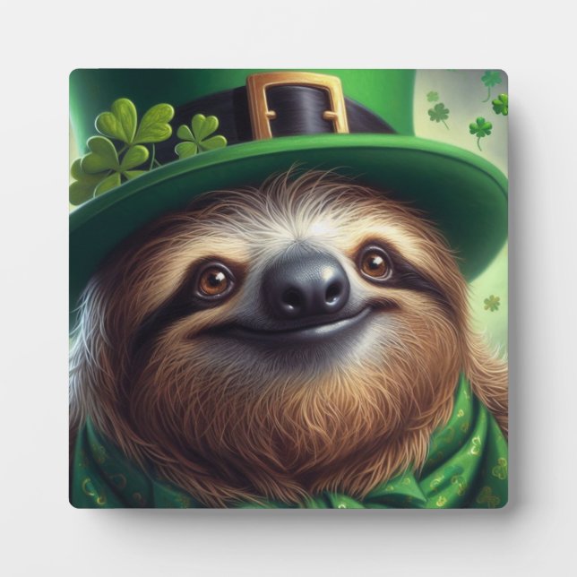 Sloth St Paddys Day Plaque (Front)