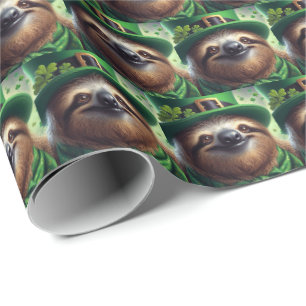 Sloth St Paddys Day Wrapping Paper