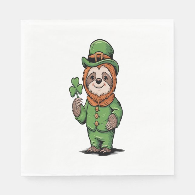 Sloth St Patrick's Day Irish Lucky Napkins (Front)