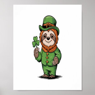 Sloth St Patrick's Day Irish Lucky Poster