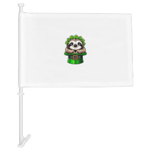 Sloth St Patricks Day Leprechaun Shamrock Irish Sl Car Flag
