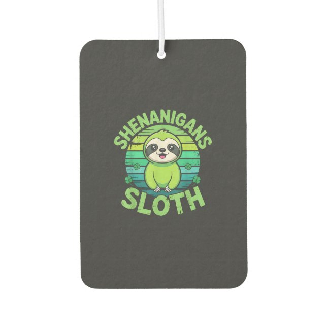 Sloth St Patricks Day Sloth Shenanigans Cute Anima Air Freshener (Front)