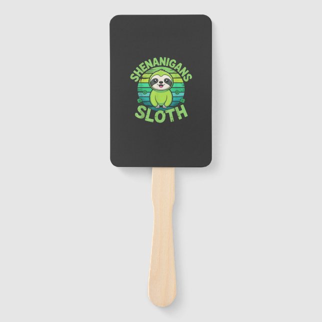 Sloth St Patricks Day Sloth Shenanigans Cute Anima Hand Fan (Front)