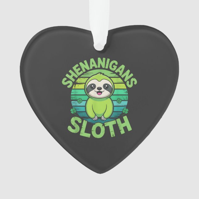 Sloth St Patricks Day Sloth Shenanigans Cute Anima Ornament (Front)