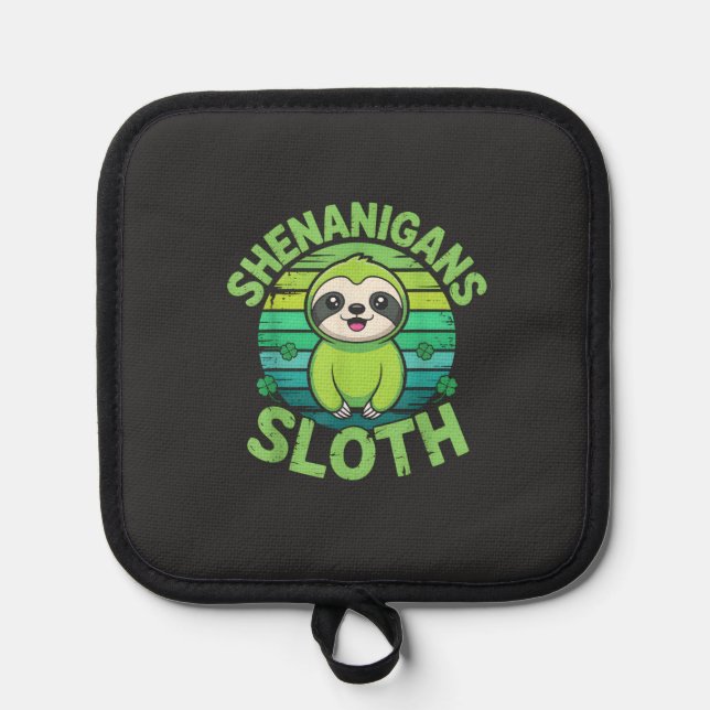 Sloth St Patricks Day Sloth Shenanigans Cute Anima Pot Holder (Front)