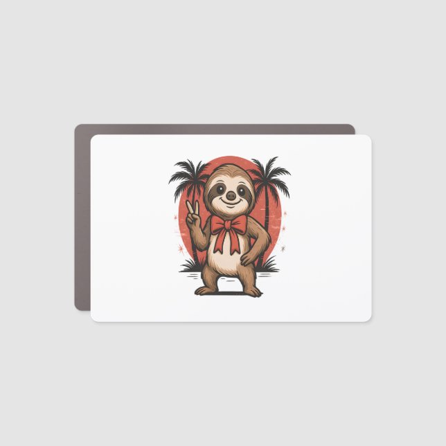 Sloth Summer Beach Rocking Car Magnet (Front)