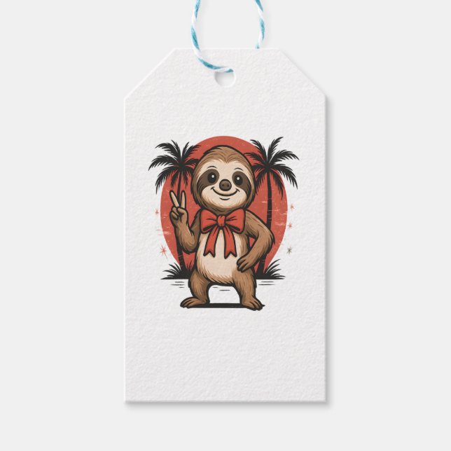 Sloth Summer Beach Rocking Gift Tags (Front)