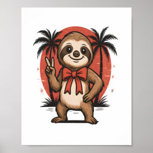Sloth Summer Beach Rocking Poster