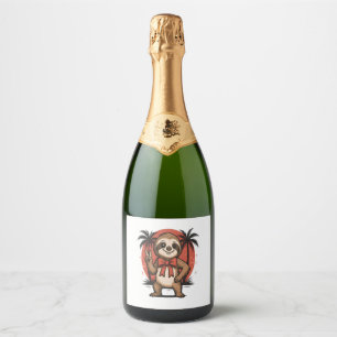 Sloth Summer Beach Rocking Sparkling Wine Label