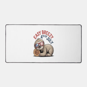 Sloth Sunflower 4th of July Desk Mat