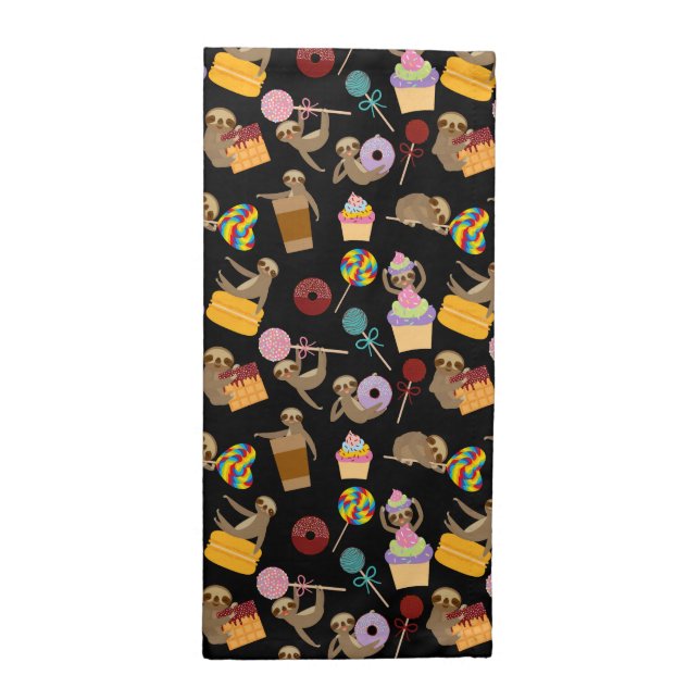 Sloth Sweet Treats Pattern Cloth Napkin (Half Fold)