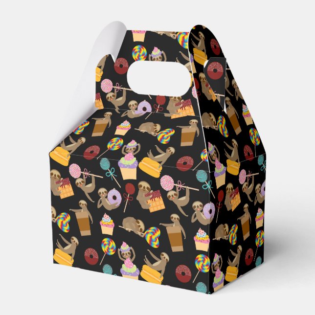 Sloth Sweet Treats Pattern Favor Boxes (Front Side)