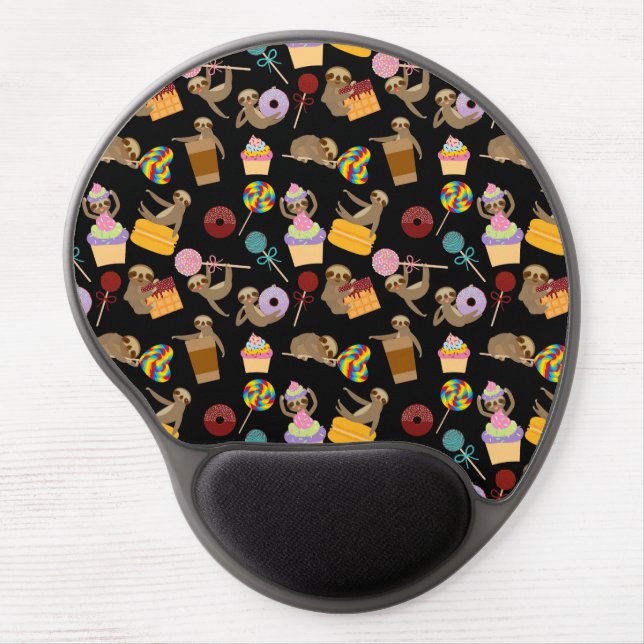 Sloth Sweet Treats Pattern Gel Mouse Pad (Front)