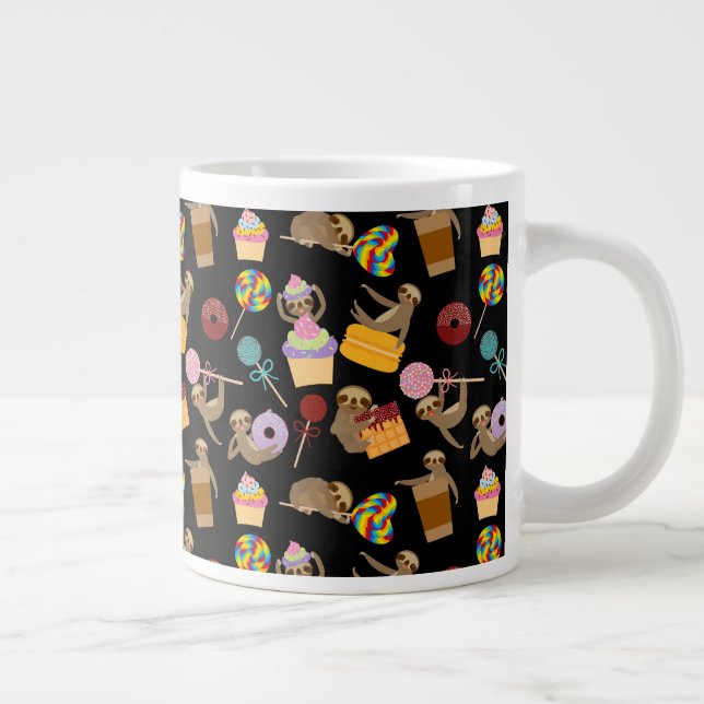 Sloth Sweet Treats Pattern Giant Coffee Mug (Right)