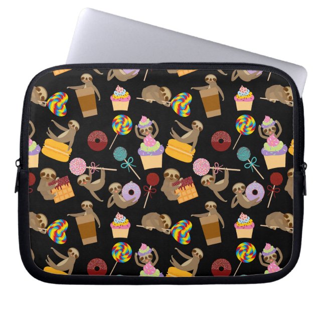 Sloth Sweet Treats Pattern Laptop Sleeve (Front)
